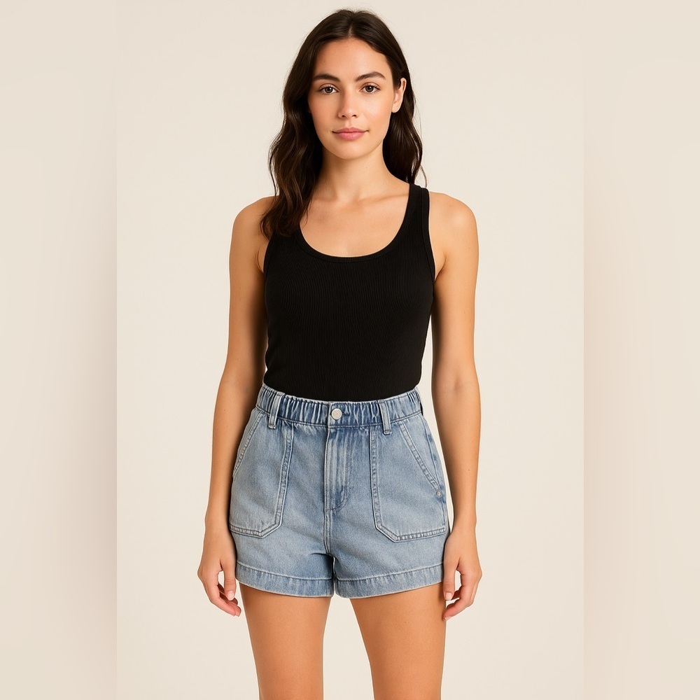 DL1961 High-Rise Light Wash Denim Shorts Size 26